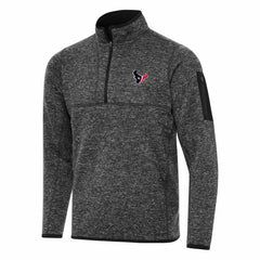 Houston Texans Antigua Fortune Quarter-Zip Pullover Jacket Heather Black - NFL