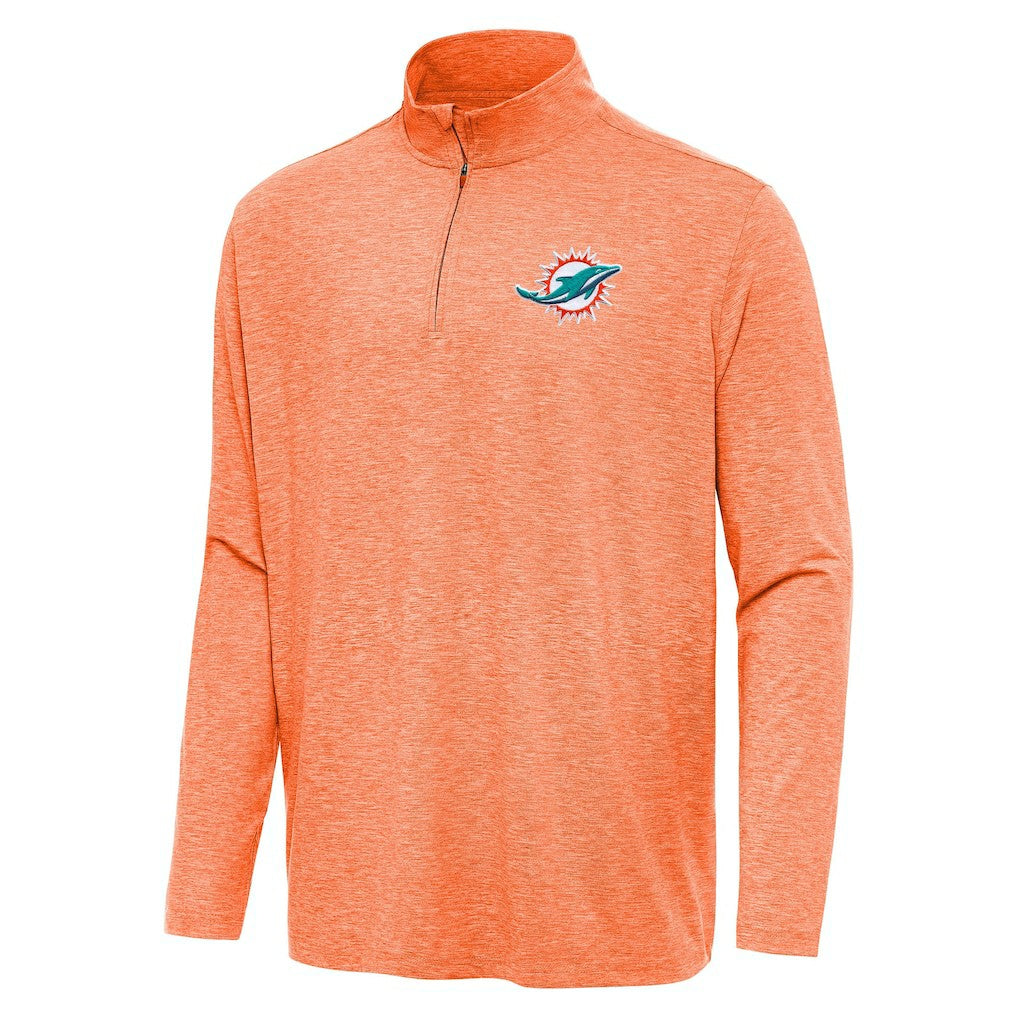 Miami Dolphins Antigua Hunk Quarter-Zip Jacket Heather Orange - NFL