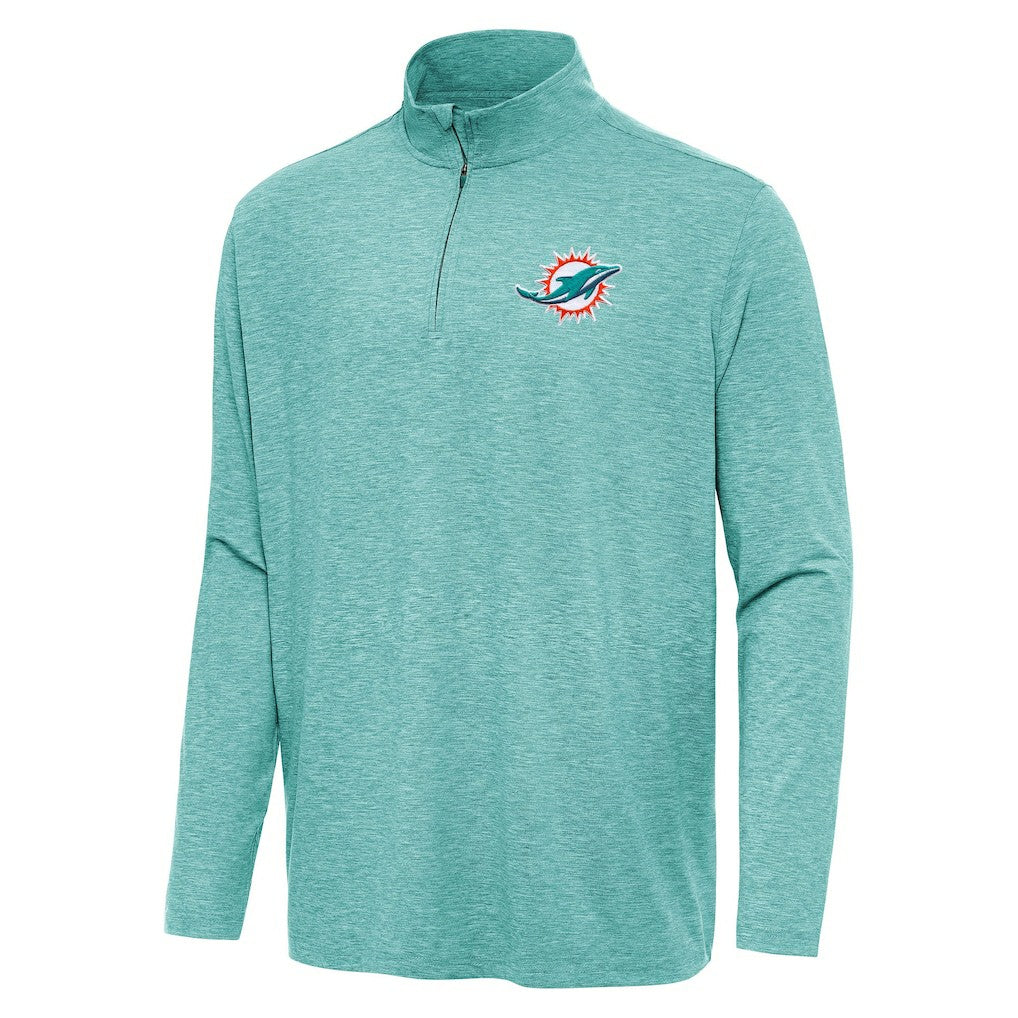 Miami Dolphins Antigua Hunk Quarter-Zip Jacket Heather Aqua - NFL