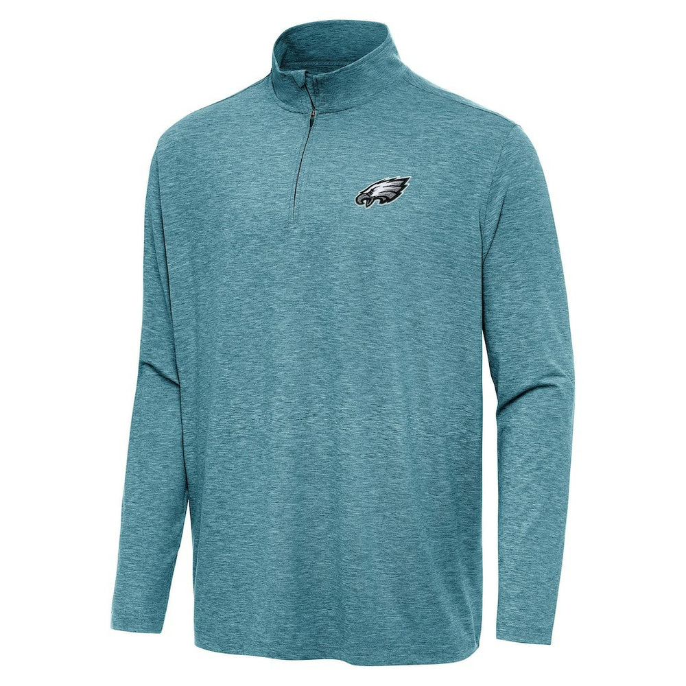 Philadelphia Eagles Antigua Hunk Quarter-Zip Jacket Heather Midnight Green - NFL