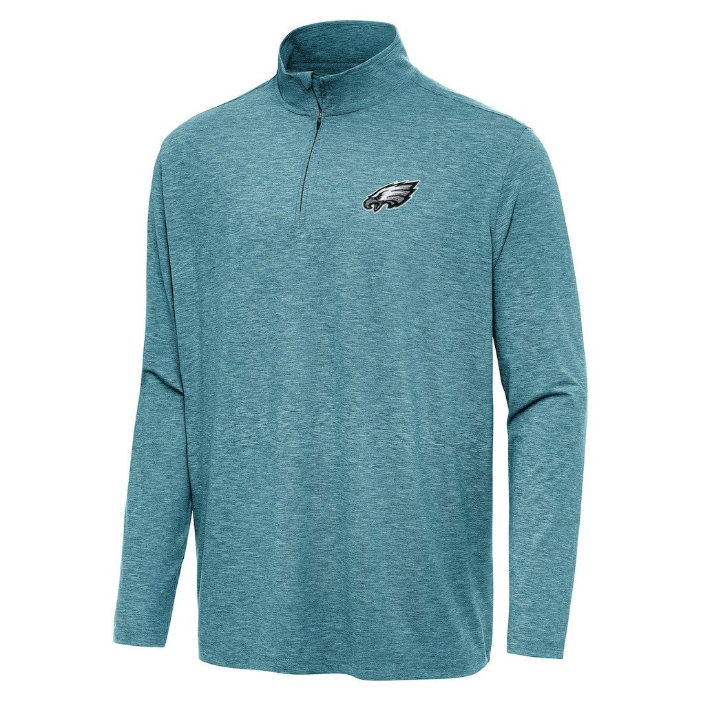 Philadelphia Eagles Antigua Hunk Quarter-Zip Jacket Heather Midnight Green - NFL