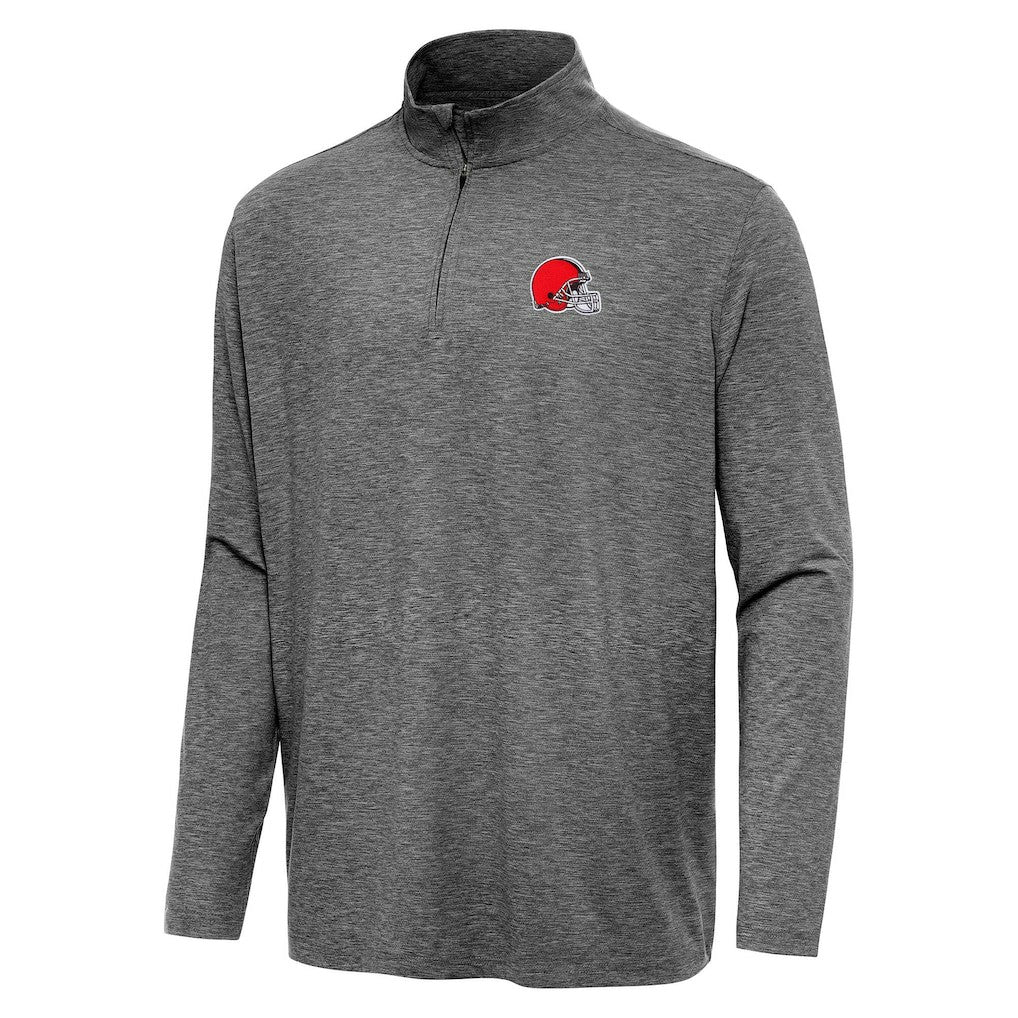 Cleveland Browns Antigua Hunk Quarter-Zip Jacket Heather Black - NFL