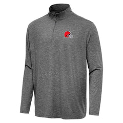 Cleveland Browns Antigua Hunk Quarter-Zip Jacket Heather Black - NFL