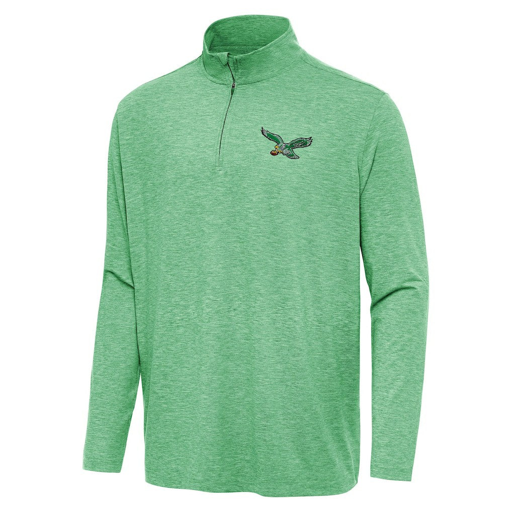 Philadelphia Eagles Antigua Hunk Quarter-Zip Jacket Heather Kelly Green - NFL