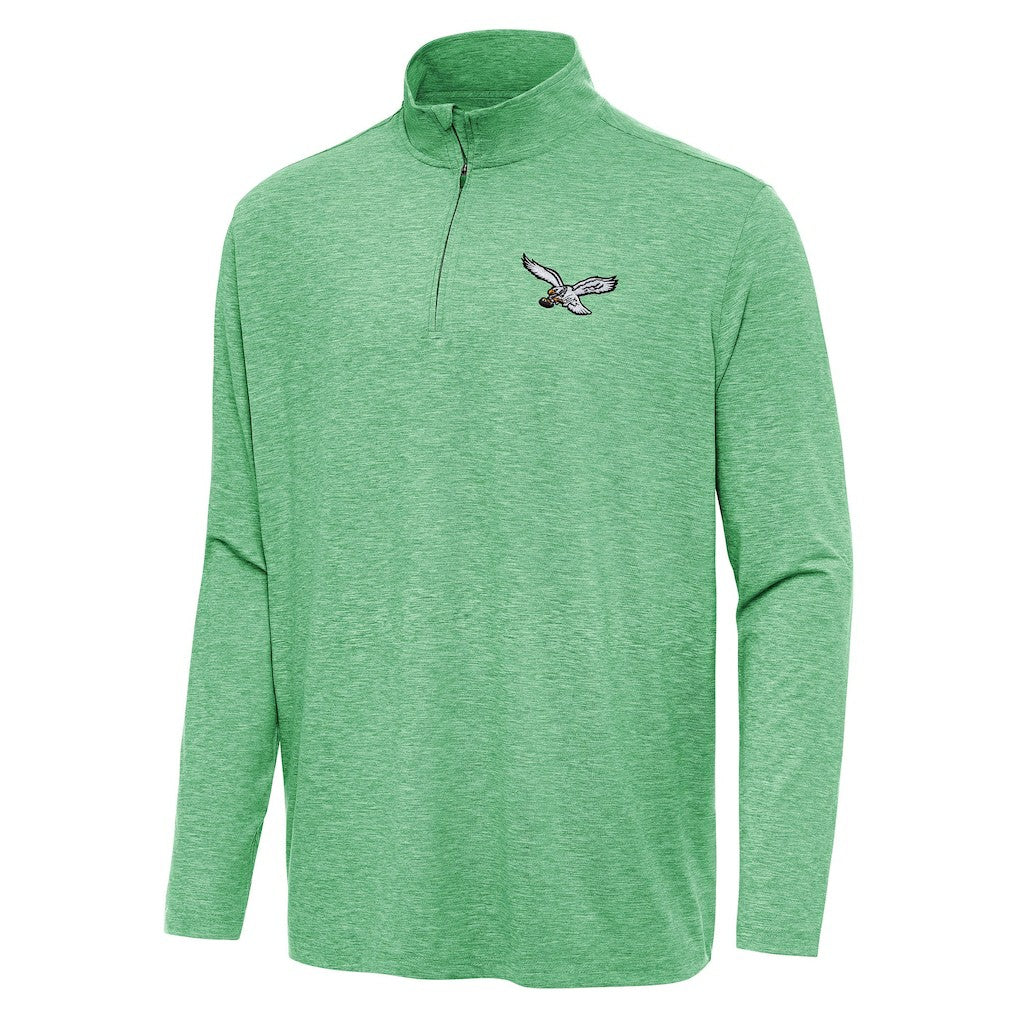 Philadelphia Eagles Antigua Hunk Quarter-Zip Jacket Heather Kelly Green - NFL