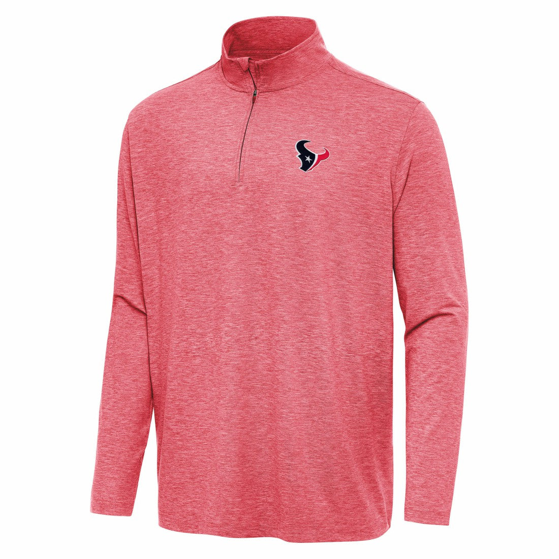 Houston Texans Antigua Hunk Quarter-Zip Jacket Heather Red - NFL