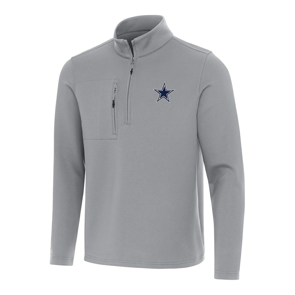 Dallas Cowboys Antigua Insider Quarter-Zip Pullover Top Gray - NFL