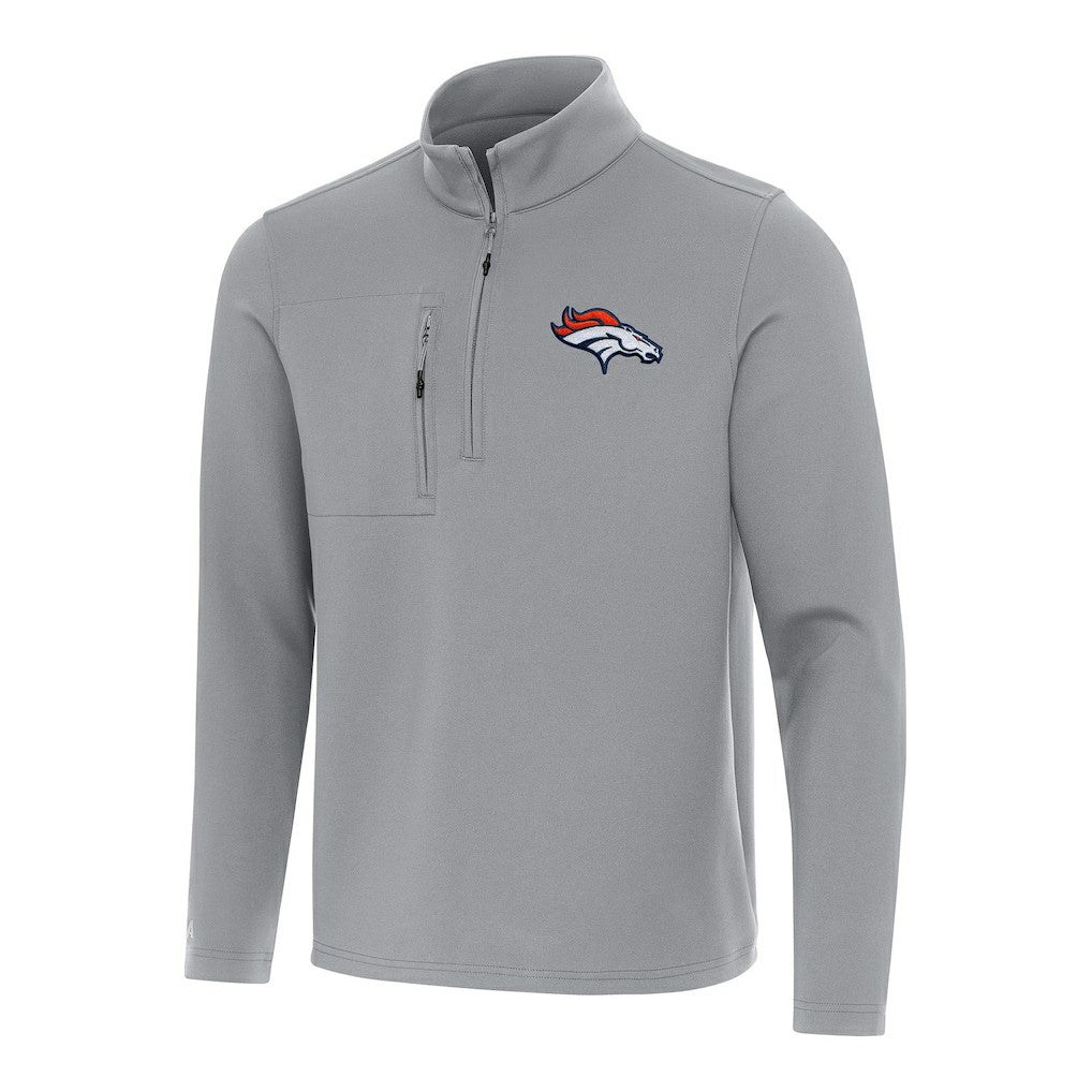 Denver Broncos Antigua Insider Quarter-Zip Pullover Top Gray - NFL