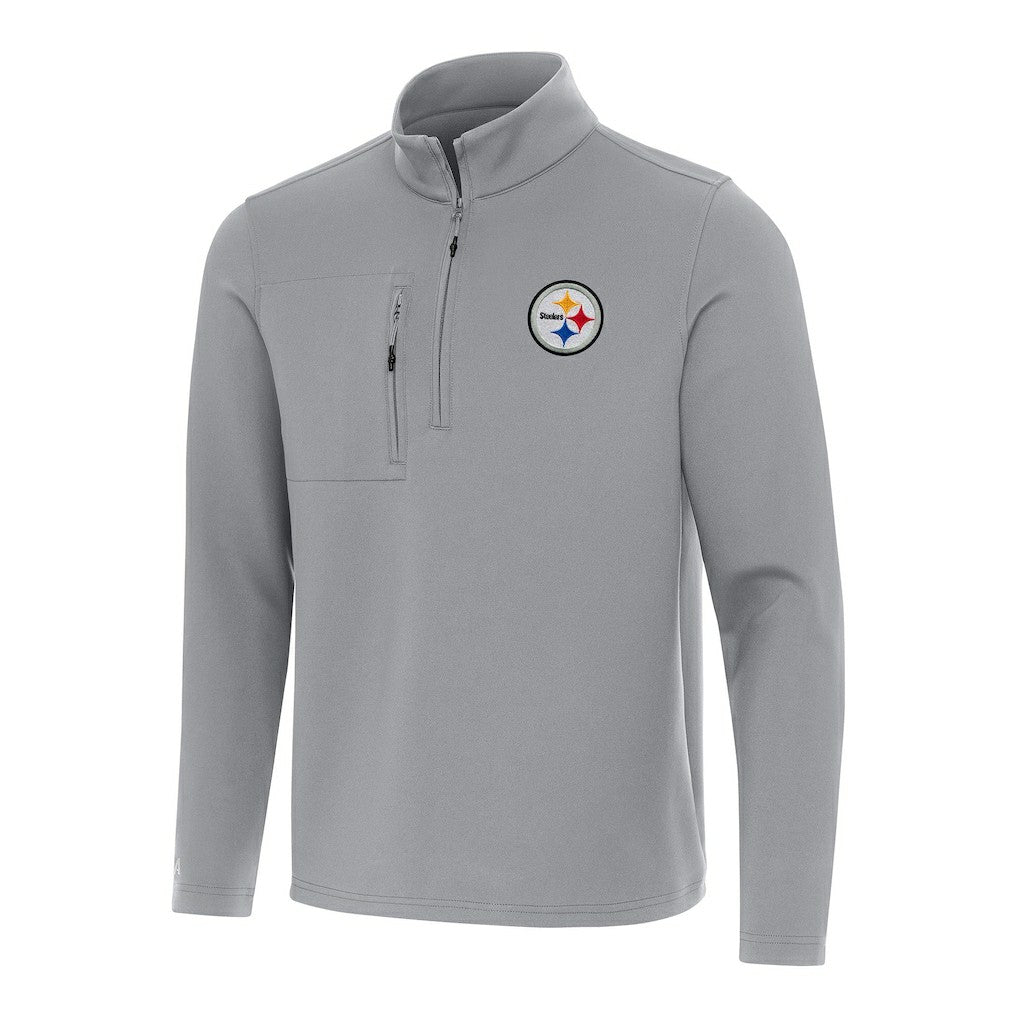 Pittsburgh Steelers Antigua Insider Quarter-Zip Pullover Top Gray - NFL