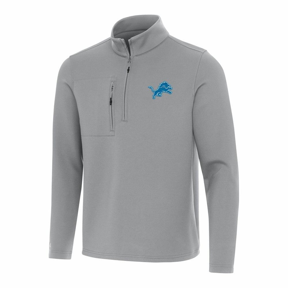 Detroit Lions Antigua Insider Quarter-Zip Pullover Top Gray - NFL
