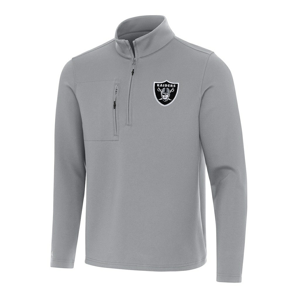 Las Vegas Raiders Antigua Insider Quarter-Zip Pullover Top Gray - NFL