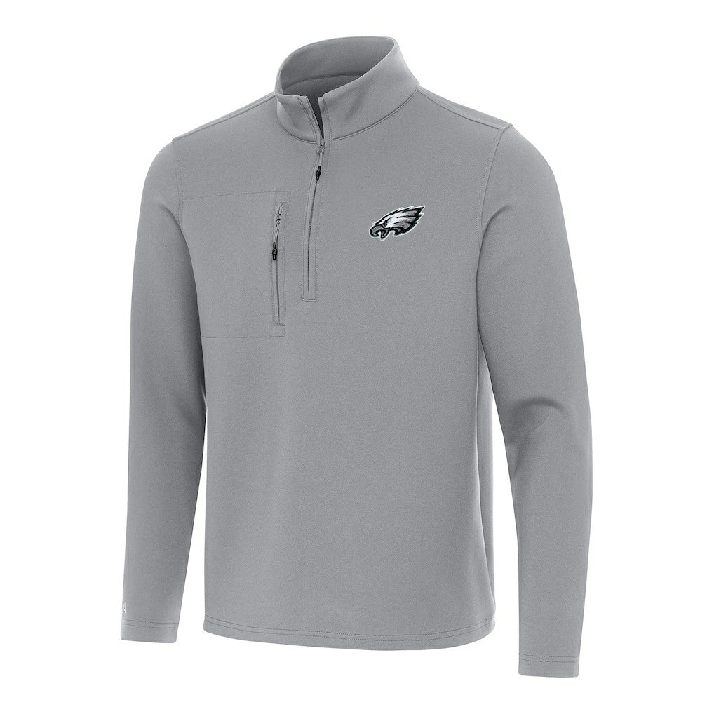 Philadelphia Eagles Antigua Insider Quarter-Zip Pullover Top Gray - NFL
