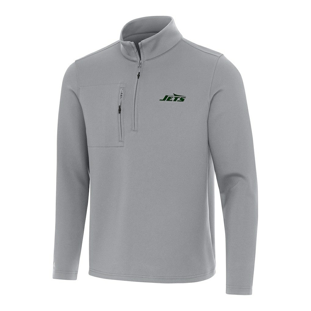 New York Jets Antigua Insider Quarter-Zip Pullover Top Gray - NFL