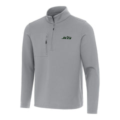 New York Jets Antigua Insider Quarter-Zip Pullover Top Gray - NFL