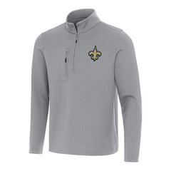 New Orleans Saints Antigua Insider Quarter-Zip Pullover Top Gray - NFL