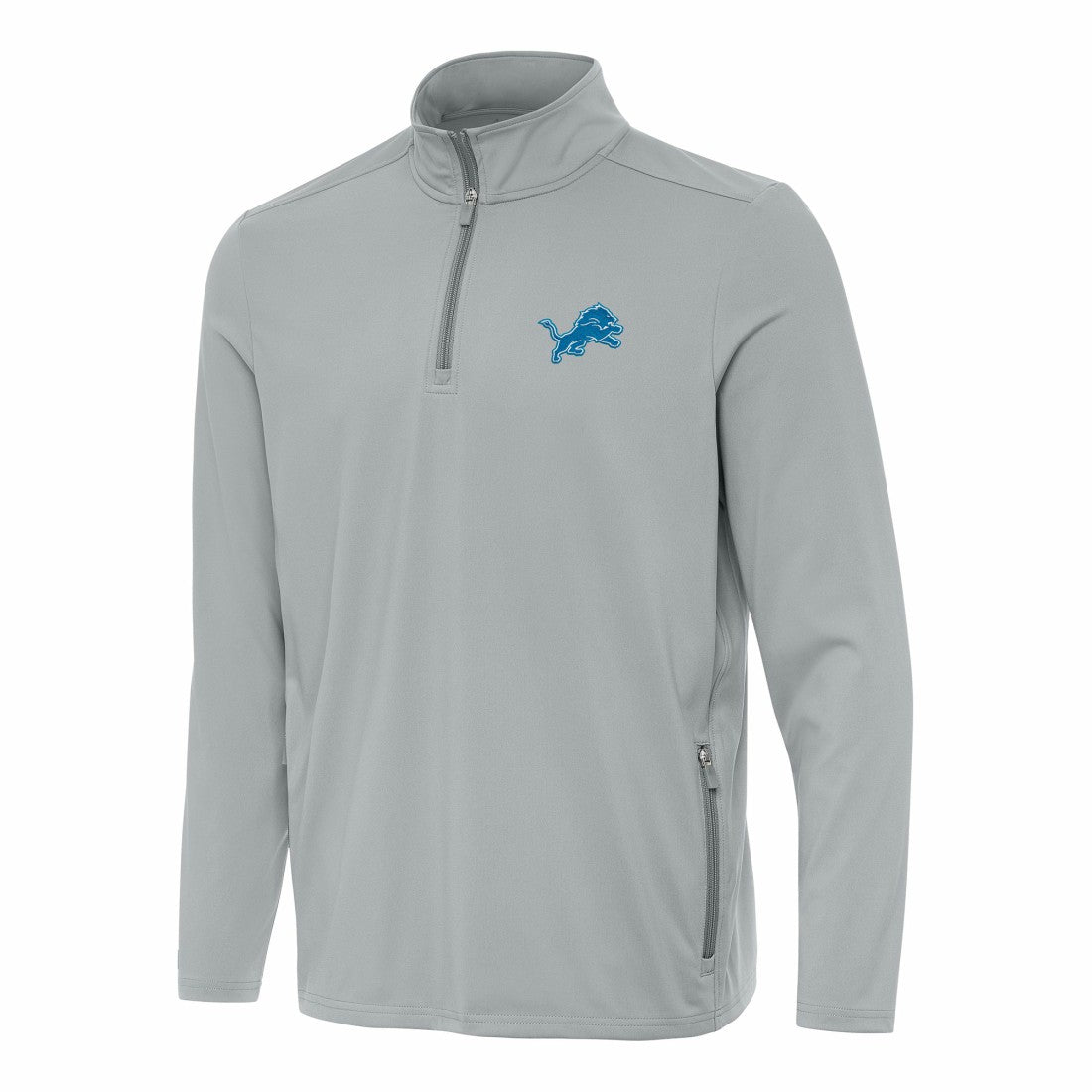Detroit Lions Antigua Perilous Quarter-Zip Pullover Top Gray - NFL