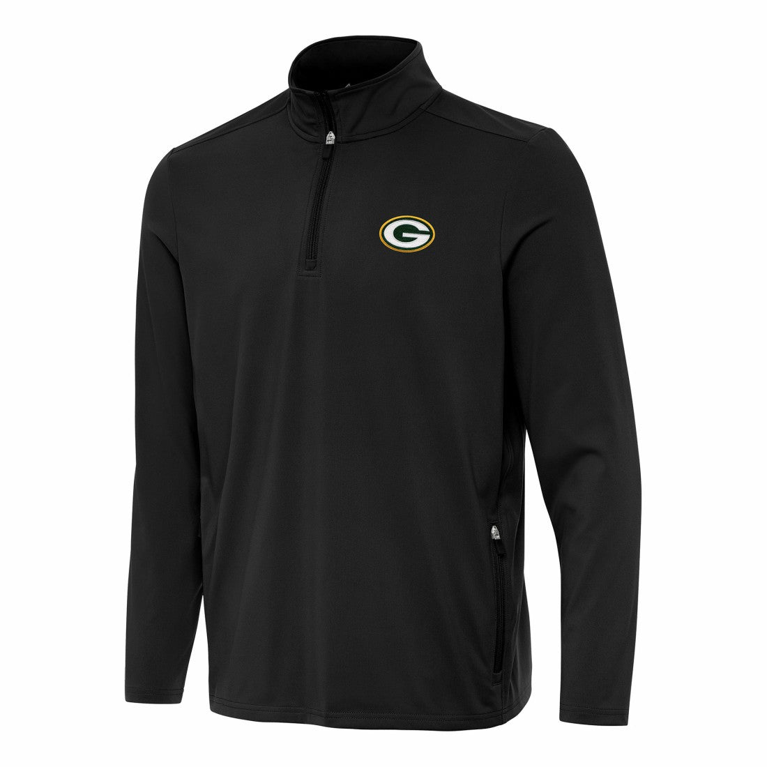 Green Bay Packers Antigua Perilous Quarter-Zip Pullover Top Black - NFL