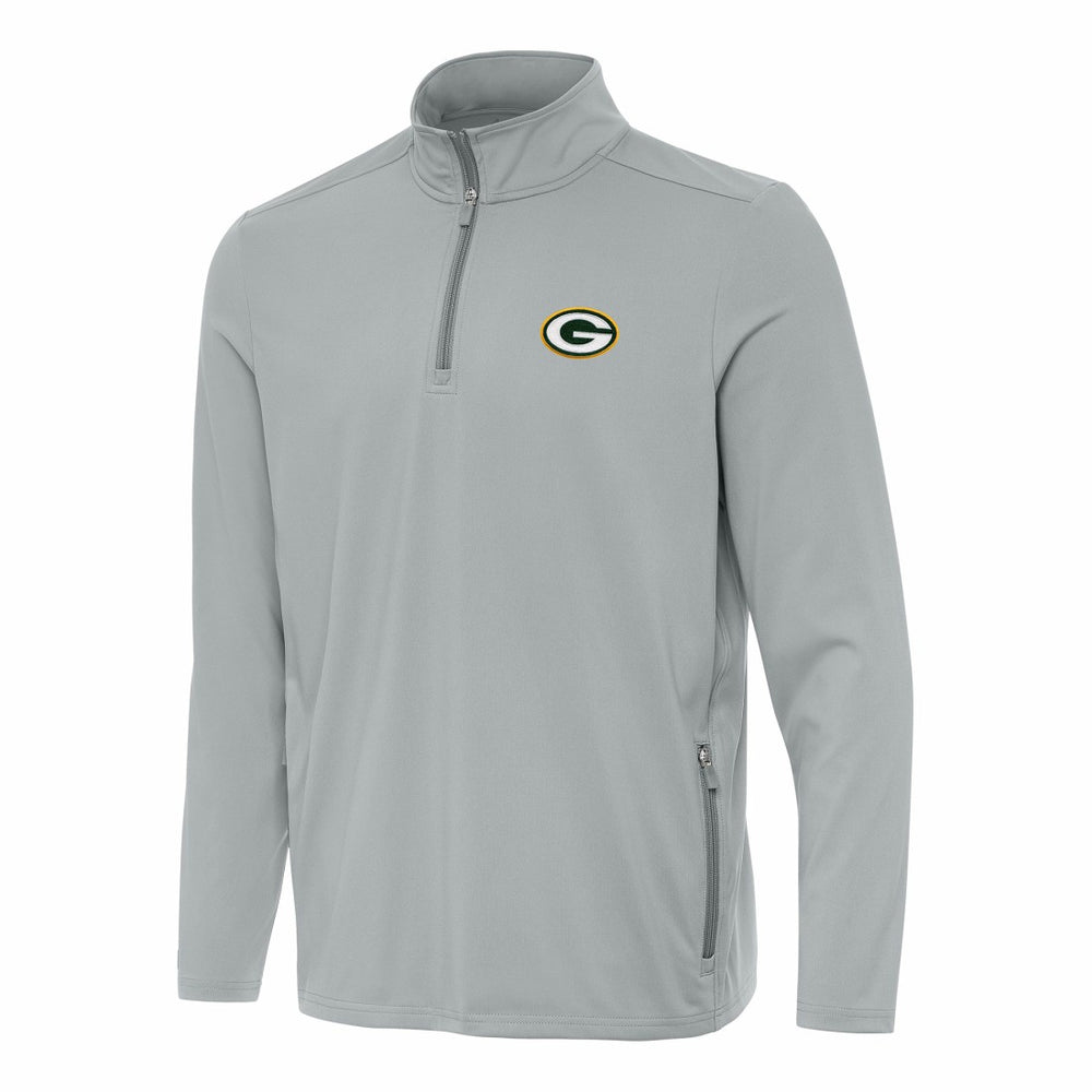 Green Bay Packers Antigua Perilous Quarter-Zip Pullover Top Gray - NFL