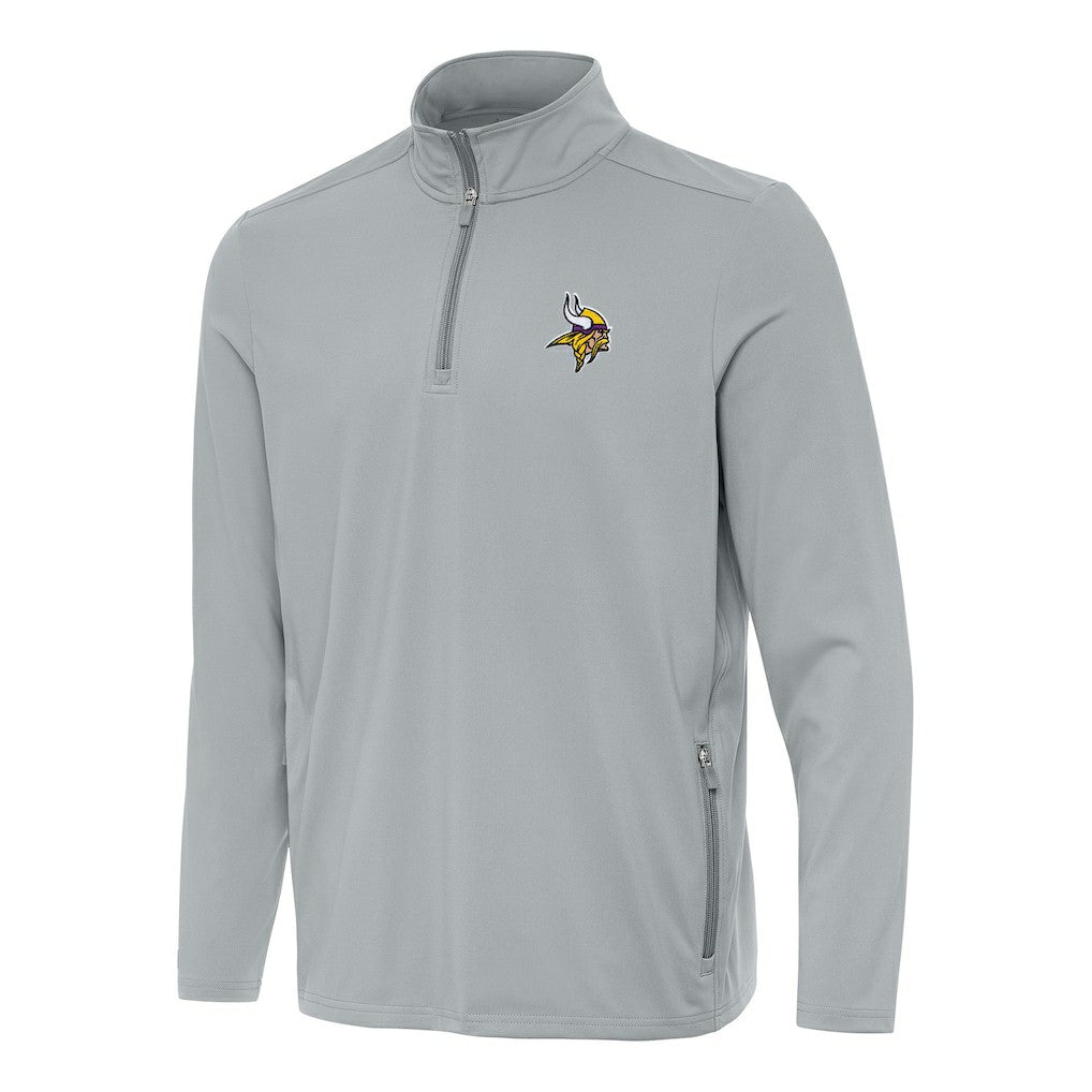 Minnesota Vikings Antigua Perilous Quarter-Zip Pullover Top Gray - NFL