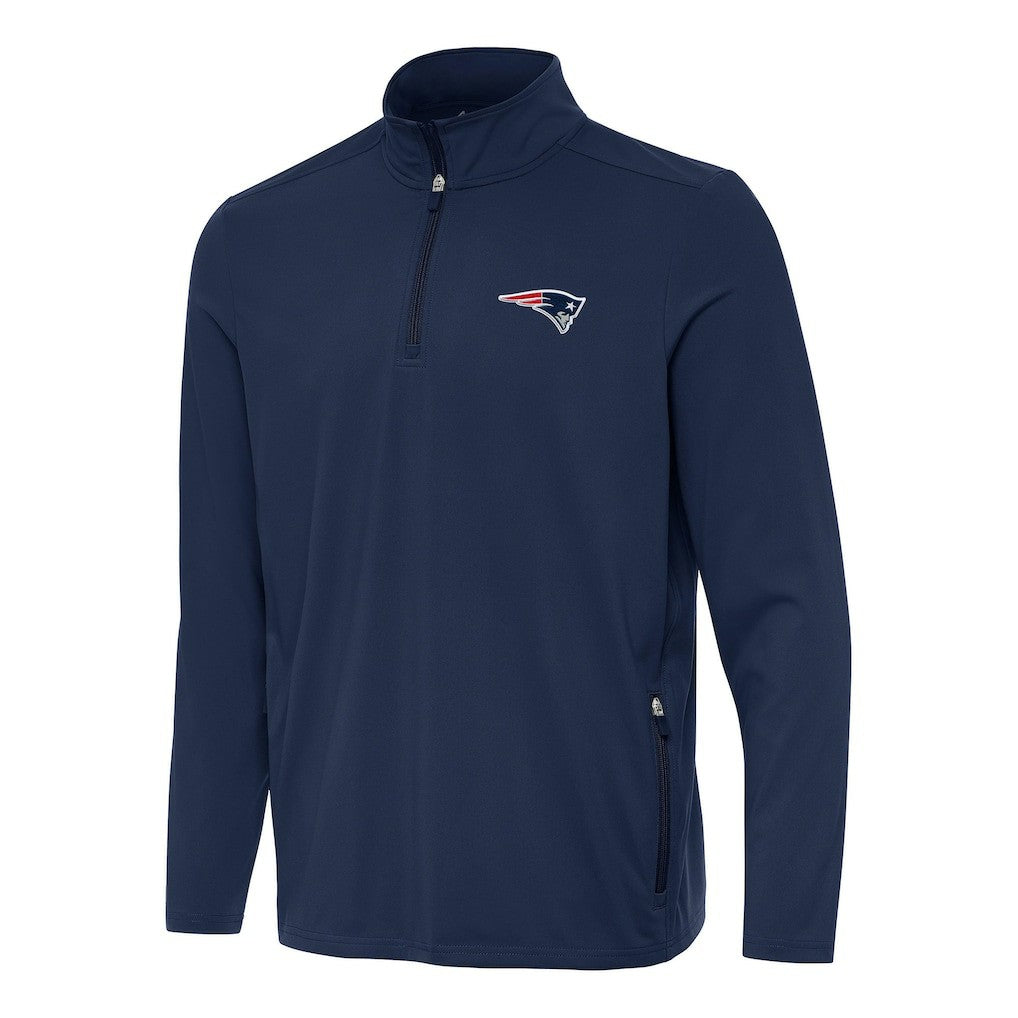 New England Patriots Antigua Perilous Quarter-Zip Pullover Top Navy - NFL