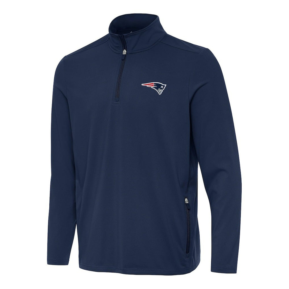 New England Patriots Antigua Perilous Quarter-Zip Pullover Top Navy - NFL