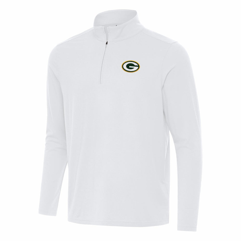 Green Bay Packers Antigua Intent Quarter-Zip Pullover Top White - NFL