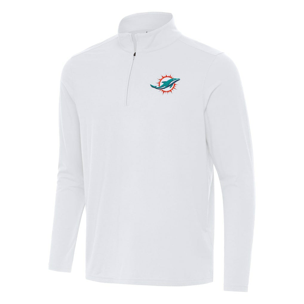 Miami Dolphins Antigua Intent Quarter-Zip Pullover Top White - NFL