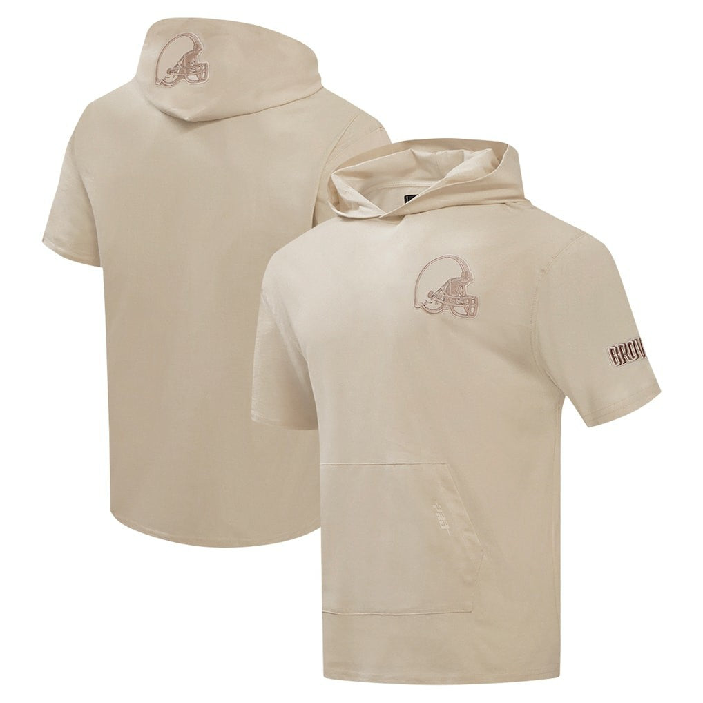Cleveland Browns Pro Standard Neutrals Capsule Short Sleeve Pullover Hoodie Tan - NFL