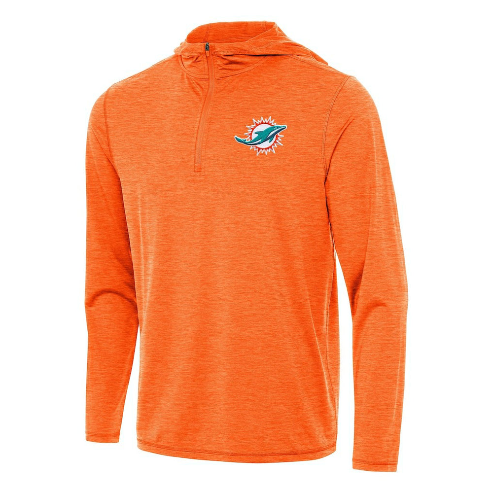 Miami Dolphins Antigua Tidy Quarter-Zip Pullover Hoodie Heather Orange - NFL