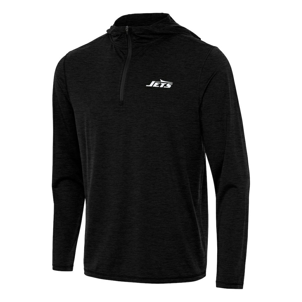 New York Jets Antigua Tidy Quarter-Zip Pullover Hoodie Heather Black - NFL
