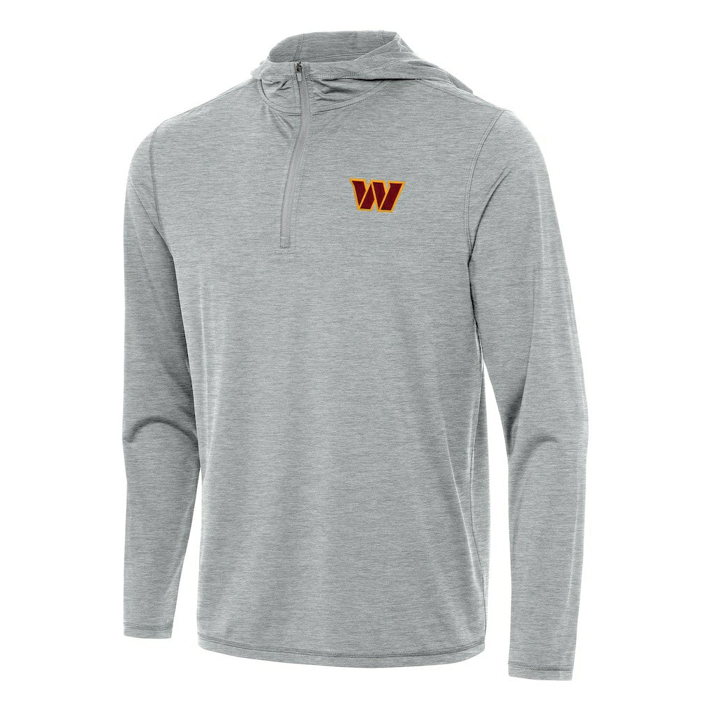 Washington Commanders Antigua Tidy Quarter-Zip Pullover Hoodie Heather Gray - NFL