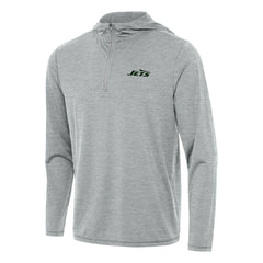 New York Jets Antigua Tidy Quarter-Zip Pullover Hoodie Heather Gray - NFL