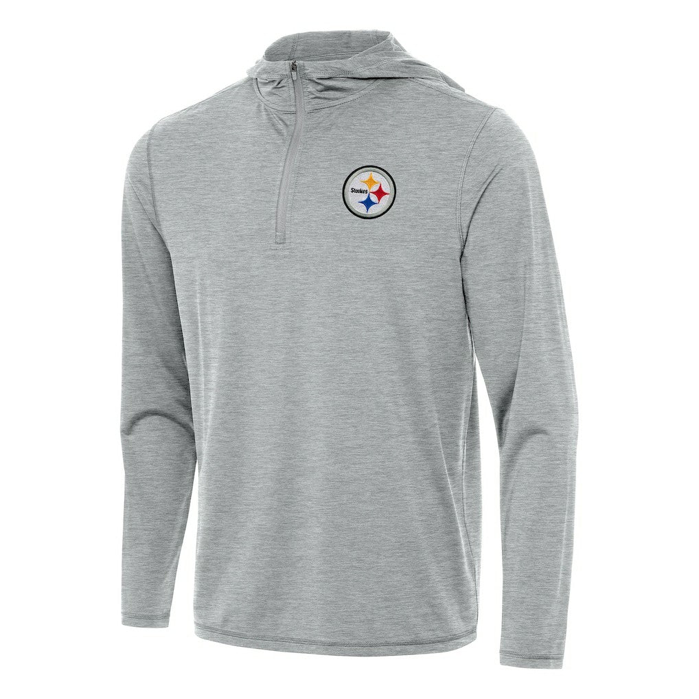 Pittsburgh Steelers Antigua Tidy Quarter-Zip Pullover Hoodie Heather Gray - NFL