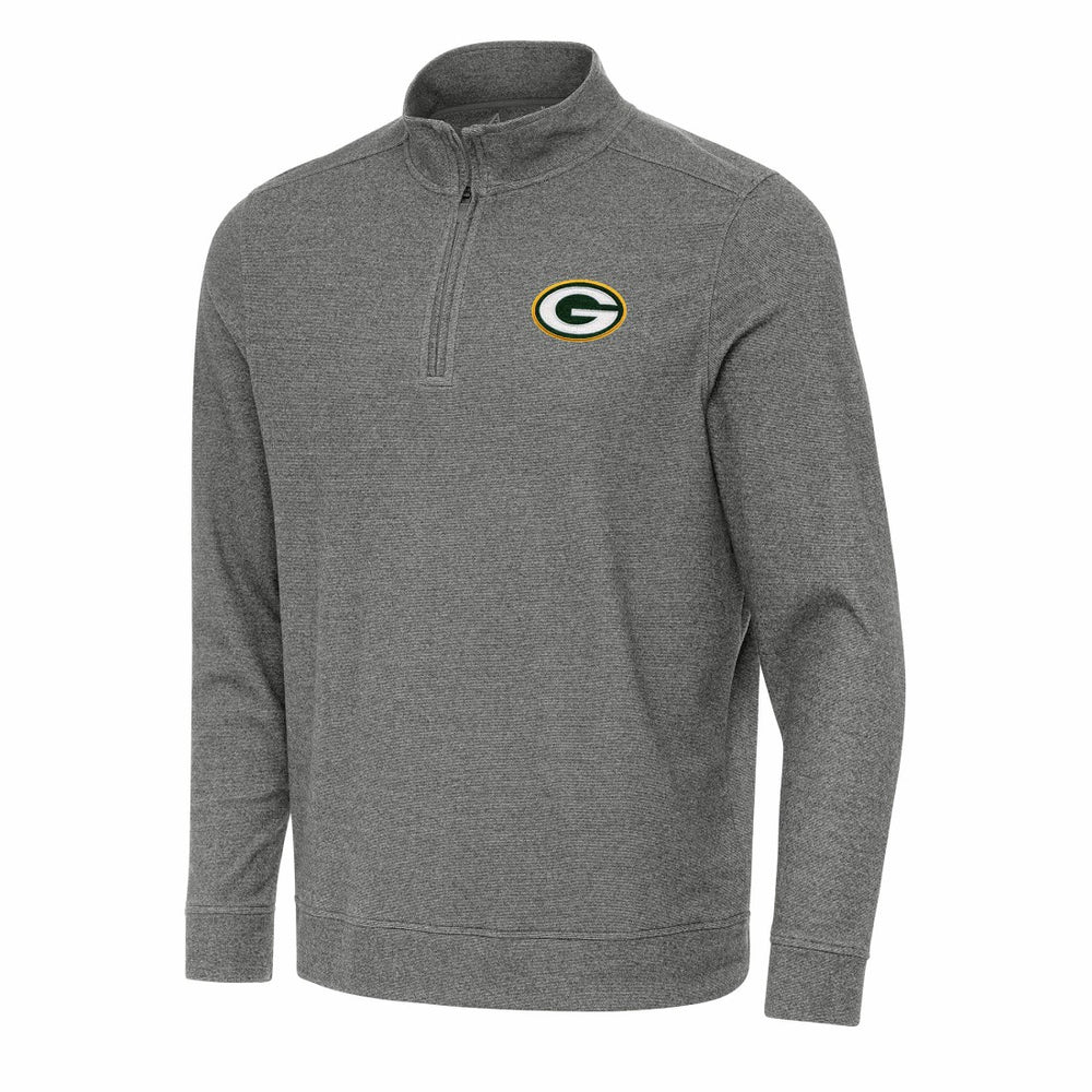 Green Bay Packers Antigua Subtle Quarter-Zip Top Heather Black - NFL