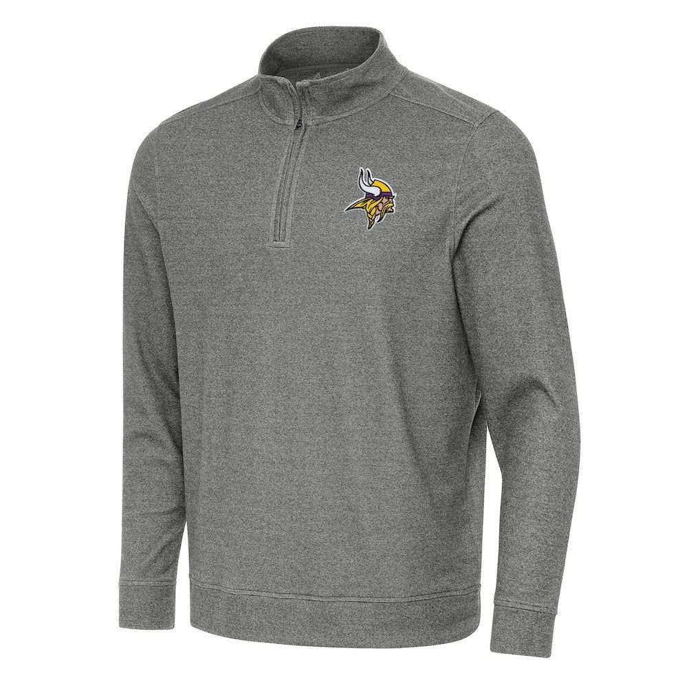 Minnesota Vikings Antigua Subtle Quarter-Zip Top Heather Black - NFL