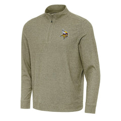 Minnesota Vikings Antigua Subtle Quarter-Zip Top Olive - NFL