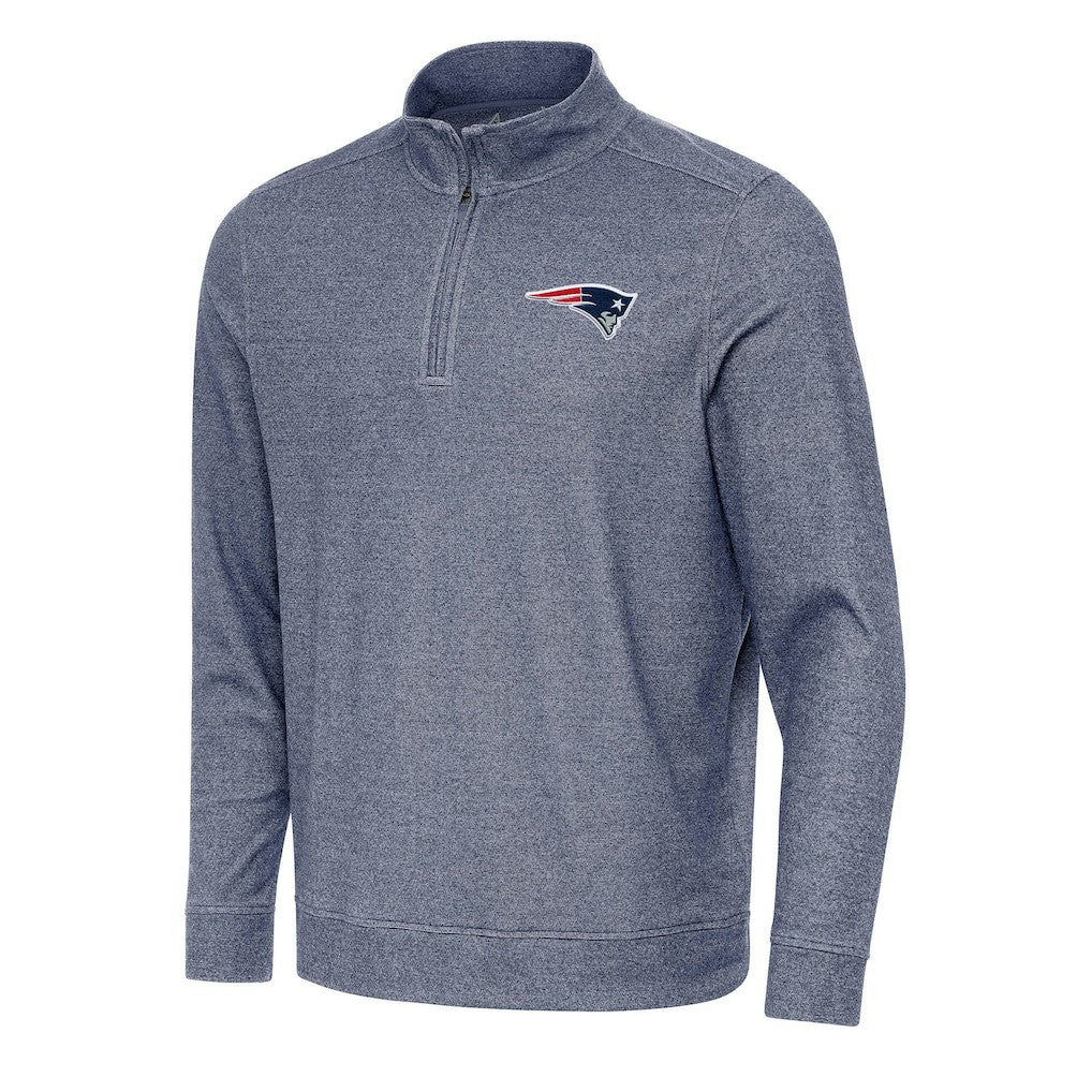 New England Patriots Antigua Subtle Quarter-Zip Top Heather Navy - NFL