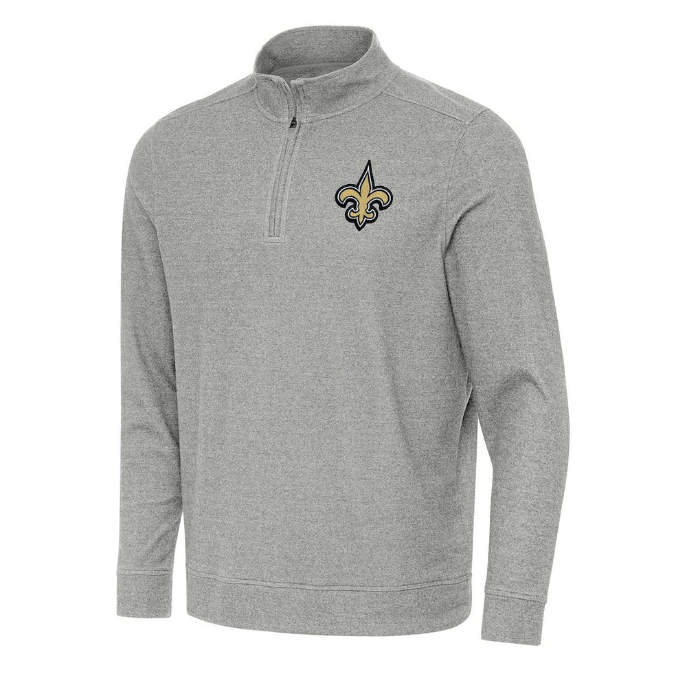 New Orleans Saints Antigua Subtle Quarter-Zip Top Heather Gray - NFL