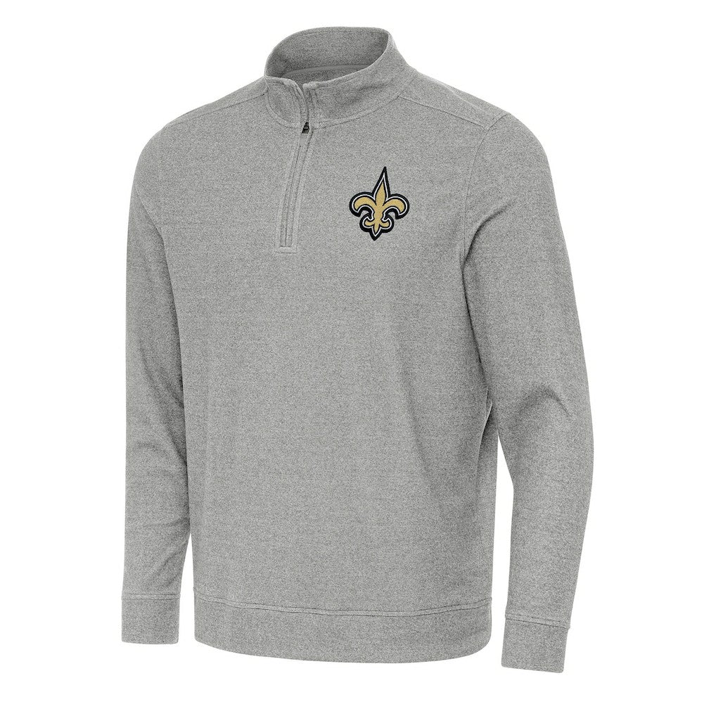 New Orleans Saints Antigua Subtle Quarter-Zip Top Heather Gray - NFL
