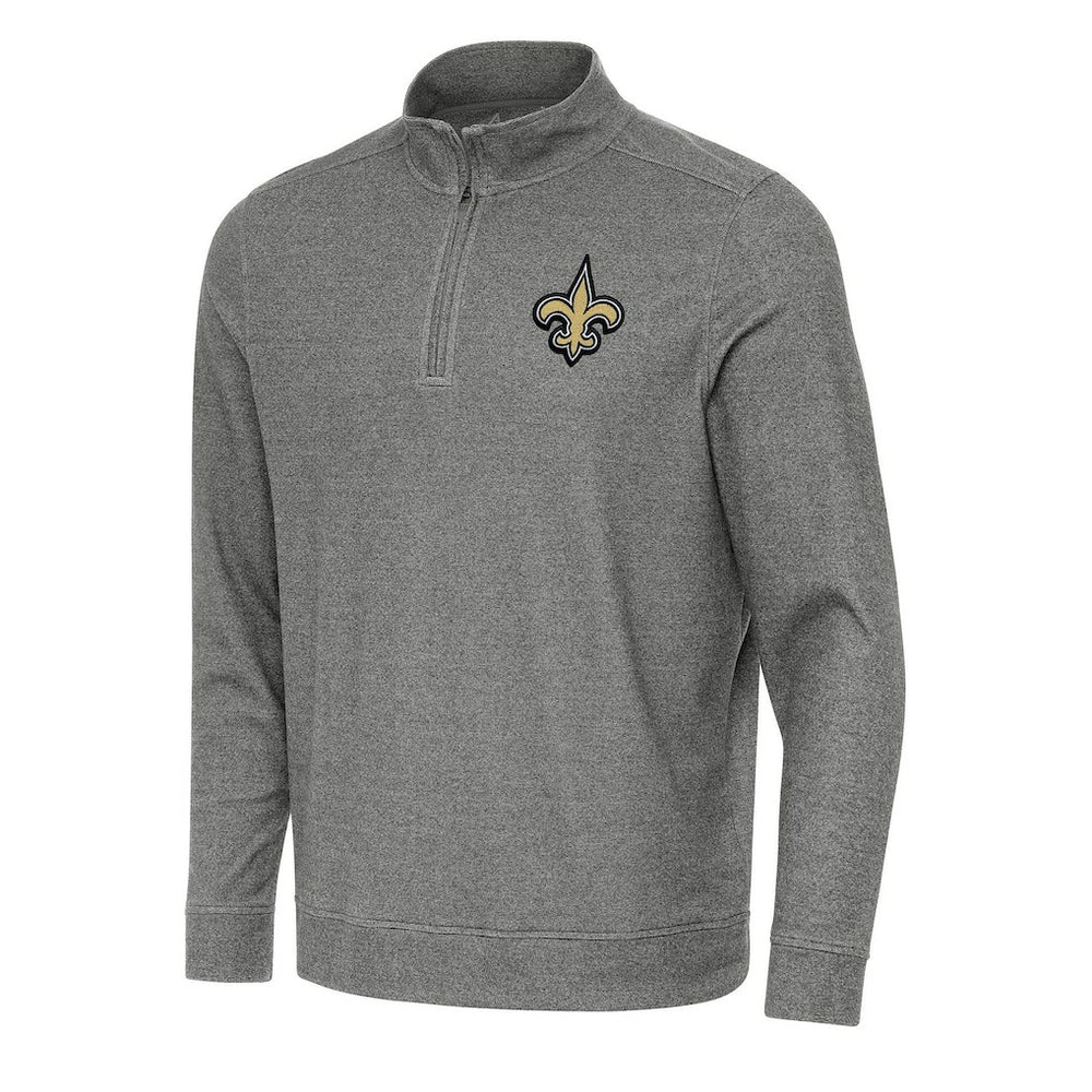 New Orleans Saints Antigua Subtle Quarter-Zip Top Heather Black - NFL
