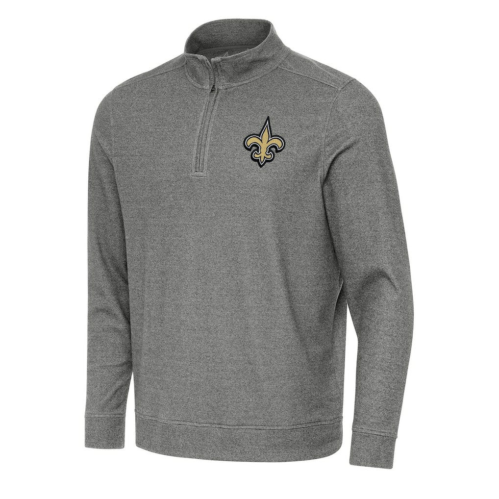 New Orleans Saints Antigua Subtle Quarter-Zip Top Heather Black - NFL
