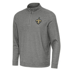 New Orleans Saints Antigua Subtle Quarter-Zip Top Heather Black - NFL