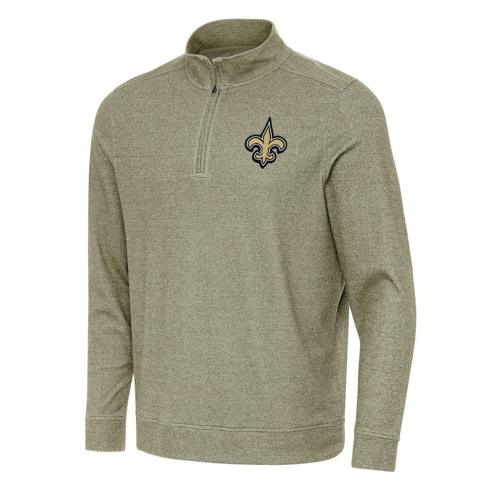 New Orleans Saints Antigua Subtle Quarter-Zip Top Olive - NFL