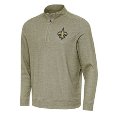 New Orleans Saints Antigua Subtle Quarter-Zip Top Olive - NFL