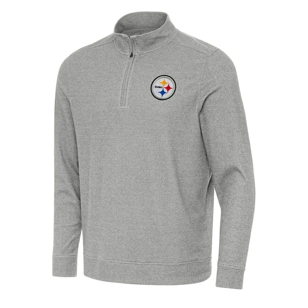 Pittsburgh Steelers Antigua Subtle Quarter-Zip Top Heather Gray - NFL