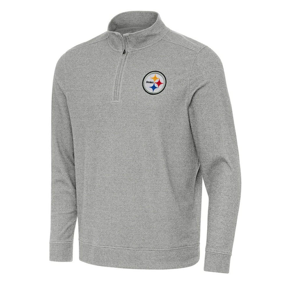 Pittsburgh Steelers Antigua Subtle Quarter-Zip Top Heather Gray - NFL