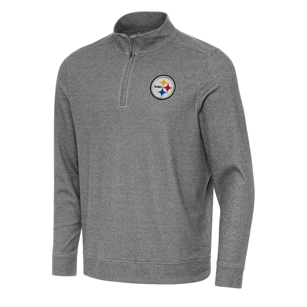 Pittsburgh Steelers Antigua Subtle Quarter-Zip Top Heather Black - NFL