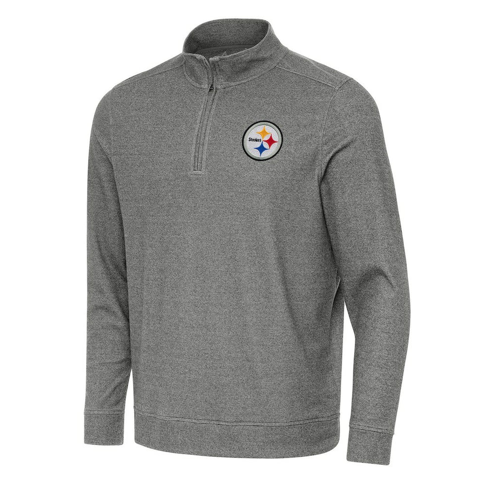 Pittsburgh Steelers Antigua Subtle Quarter-Zip Top Heather Black - NFL