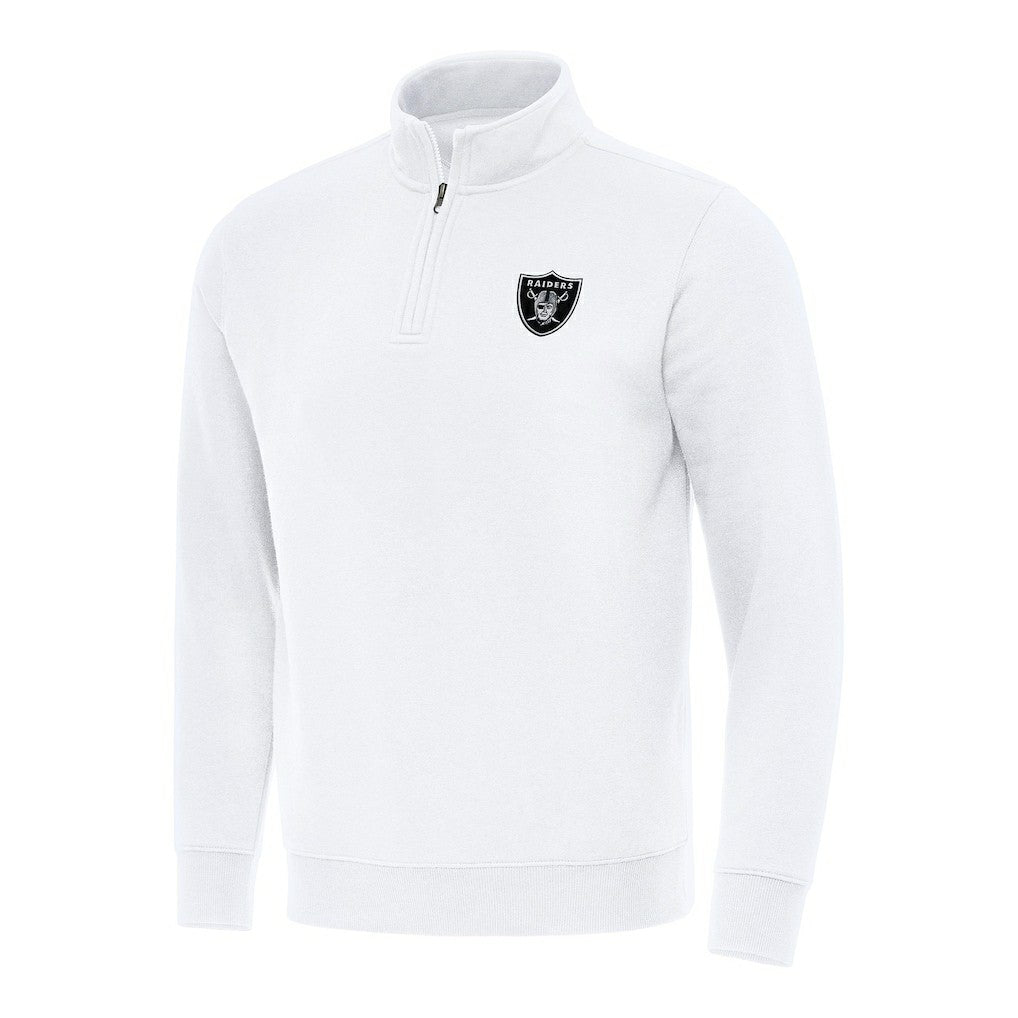Las Vegas Raiders Antigua Victory Quarter-Zip Pullover Top White - NFL
