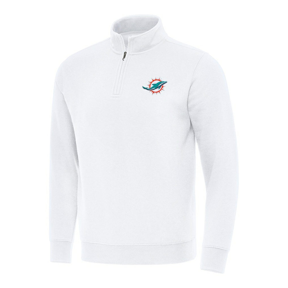 Miami Dolphins Antigua Victory Quarter-Zip Pullover Top White - NFL